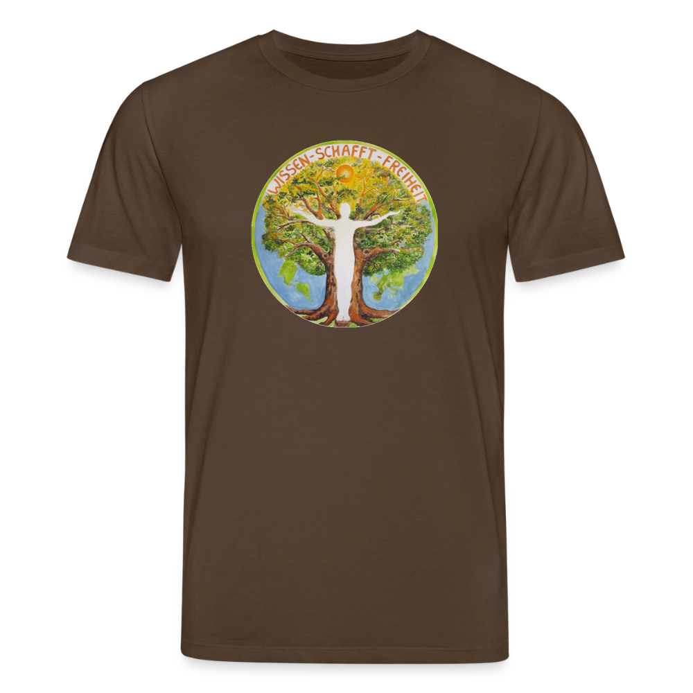 Wissen schafft Freiheit (Natürlich) / 100% Bio T-Shirt Herren - Dunkelbraun