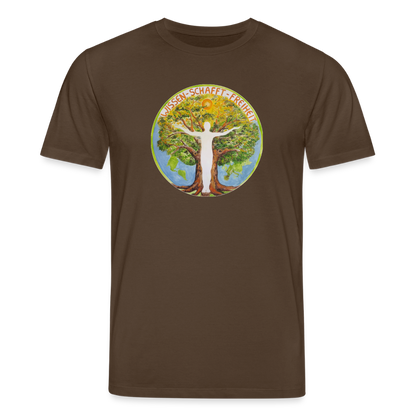 Wissen schafft Freiheit (Natürlich) / 100% Bio T-Shirt Herren - Dunkelbraun