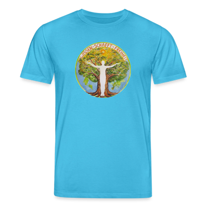 Wissen schafft Freiheit (Natürlich) / 100% Bio T-Shirt Herren - Aquablau