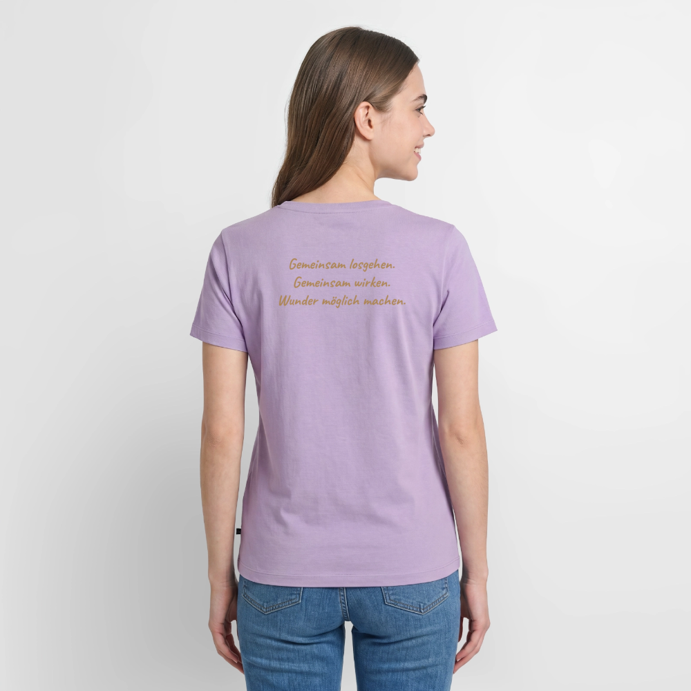Die Eule / Gemeinsam losgehen - 100% BIO Frauen Premium T-Shirt - Lavendel