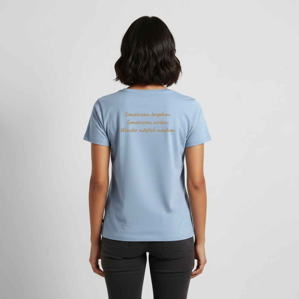 Die Eule / Gemeinsam losgehen - 100% BIO Frauen Premium T-Shirt - Hellblau