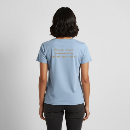 Die Eule / Gemeinsam losgehen - 100% BIO Frauen Premium T-Shirt - Hellblau