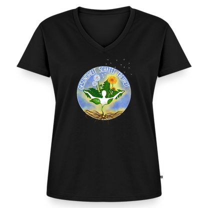 Gesundheit schafft Freiheit (Zurück zur Natur) / 100% Bio Frauen Bio-T-Shirt mit V-Ausschnitt - Schwarz