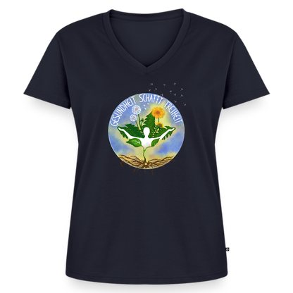 Gesundheit schafft Freiheit (FREI) / 100% Bio Frauen Bio-T-Shirt mit V-Ausschnitt - Navy