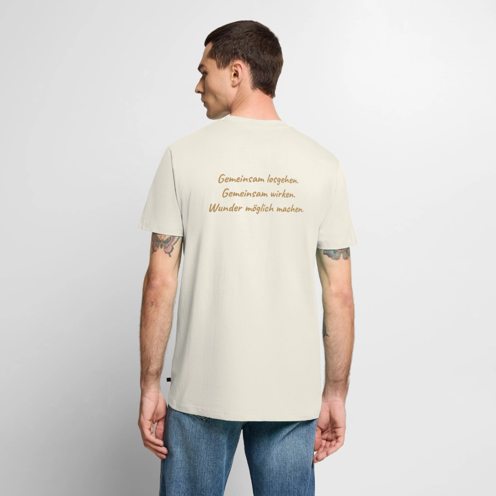 Die Eule / Gemeinsam losgehen - 100% BIO Männer Premium T-Shirt - Naturweiß