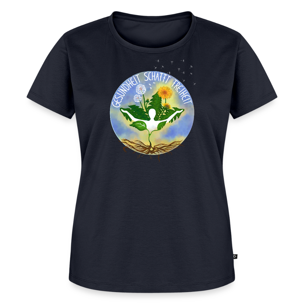 Gesundheit schafft Freiheit (Natürlich) / 100% Bio Frauen Premium T-Shirt (weiß) - Navy