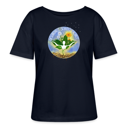 Gesundheit schafft Freiheit (Eins mit der Natur) / 100% Bio Frauen T-Shirt Relaxed Rundhals - Navy