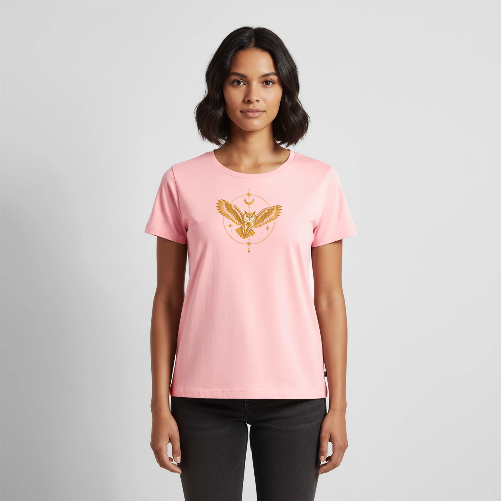 Die Eule / Gemeinsam losgehen - 100% BIO Frauen Premium T-Shirt - Rosa