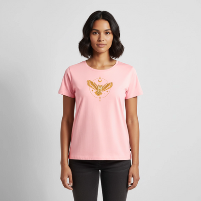 Die Eule / Gemeinsam losgehen - 100% BIO Frauen Premium T-Shirt - Rosa