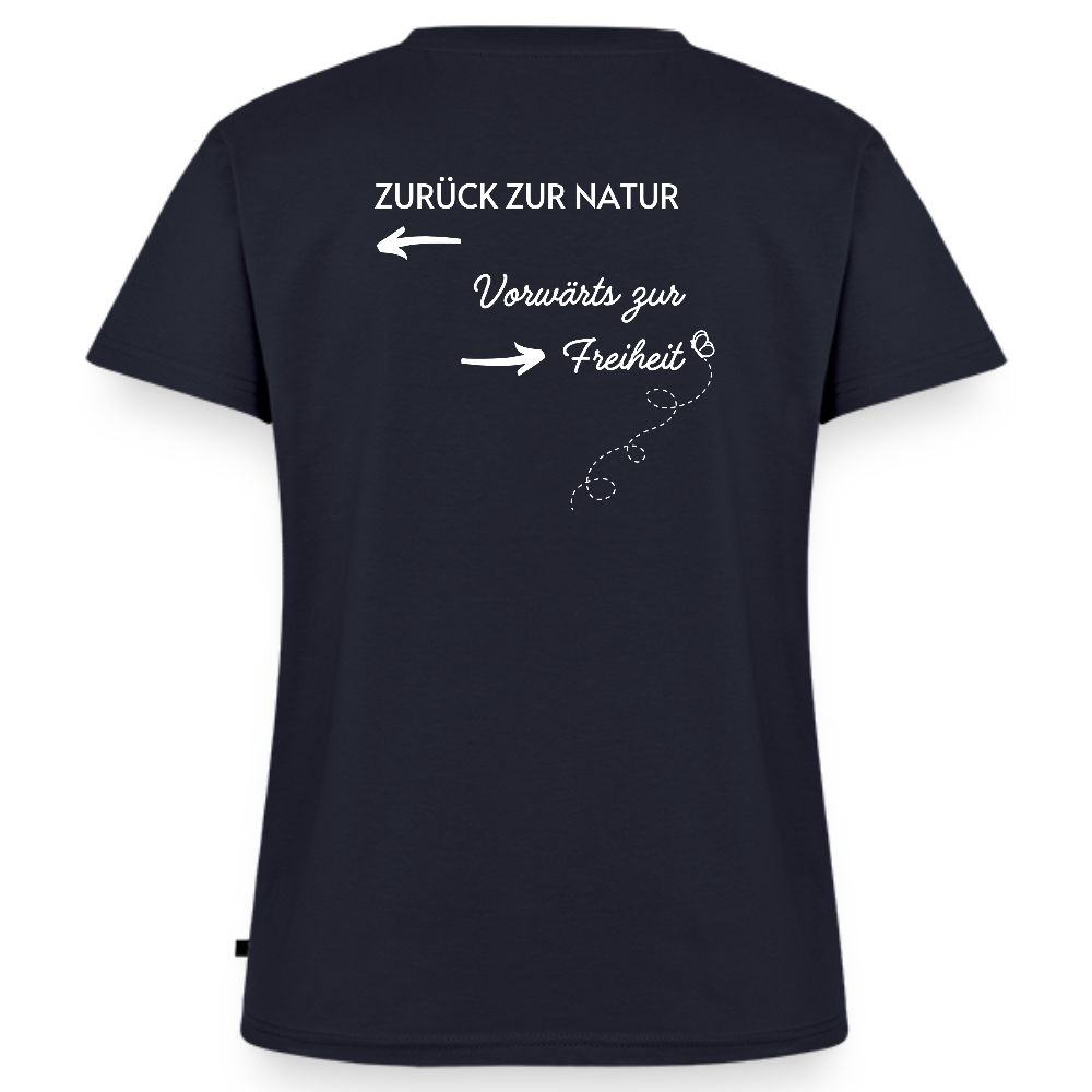 Gesundheit schafft Freiheit (Zurück zur Natur) / 100% Bio Frauen Bio-T-Shirt mit V-Ausschnitt - Navy