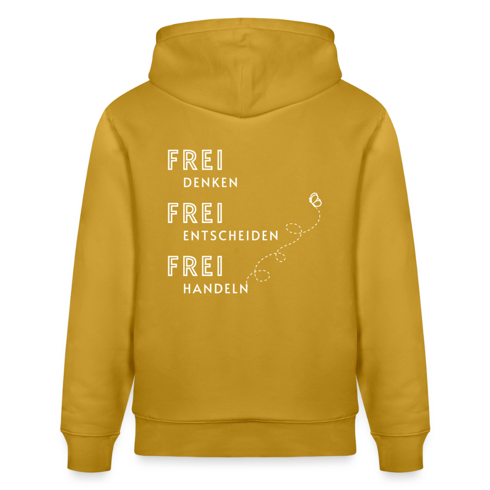 Gesundheit schafft Freiheit (FREI) / 100% Bio Unisex-Kapuzenpullover - Ocker