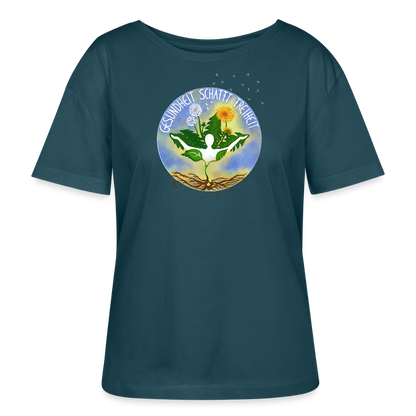 Gesundheit schafft Freiheit (Eins mit der Natur) / 100% Bio Frauen T-Shirt Relaxed Rundhals - Dunkles Petrol