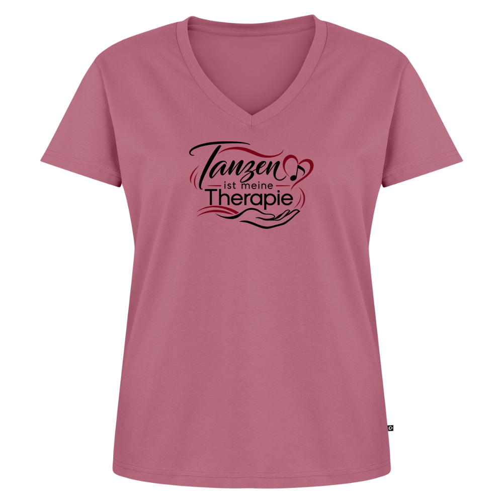 Tanzen ist meine Therapie - 100% Bio- T-Shirt mit V-Ausschnitt - Mauve