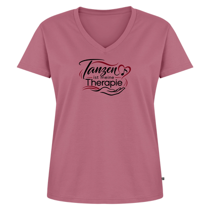 Tanzen ist meine Therapie - 100% Bio- T-Shirt mit V-Ausschnitt - Mauve
