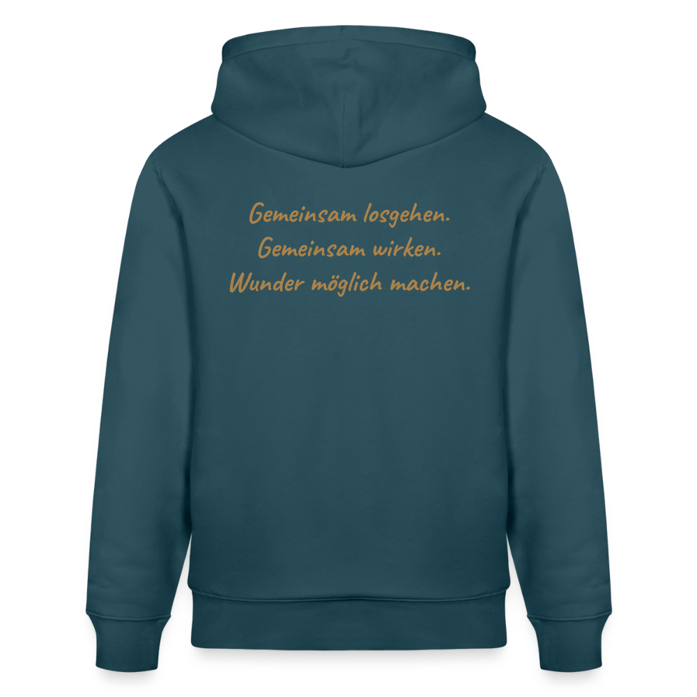 Die Eule / Gemeinsam losgehen - 100% BIO Unisex Bio-Hoodie CRUISER - Dunkles Petrol