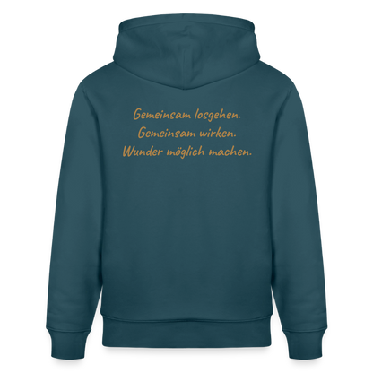 Die Eule / Gemeinsam losgehen - 100% BIO Unisex Bio-Hoodie CRUISER - Dunkles Petrol