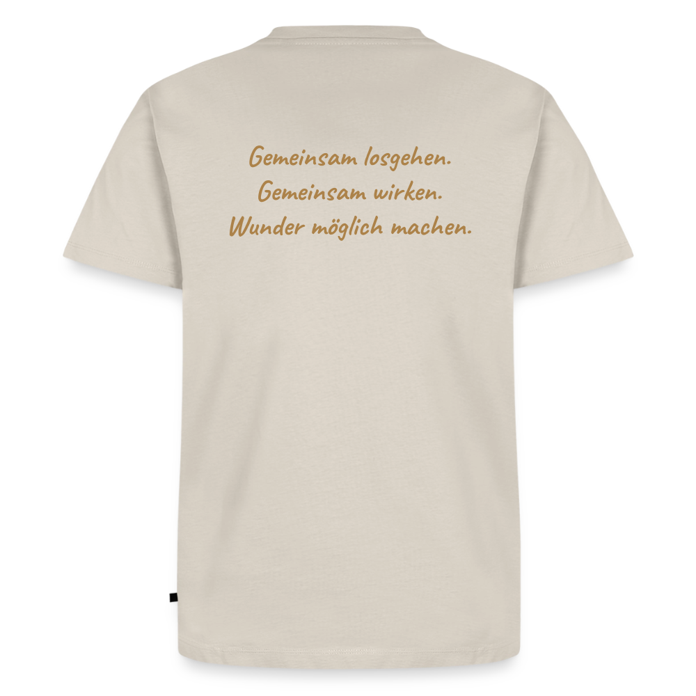 Die Eule / Gemeinsam losgehen - 100% BIO Männer Premium T-Shirt - Beige