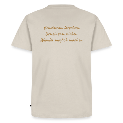 Die Eule / Gemeinsam losgehen - 100% BIO Männer Premium T-Shirt - Beige