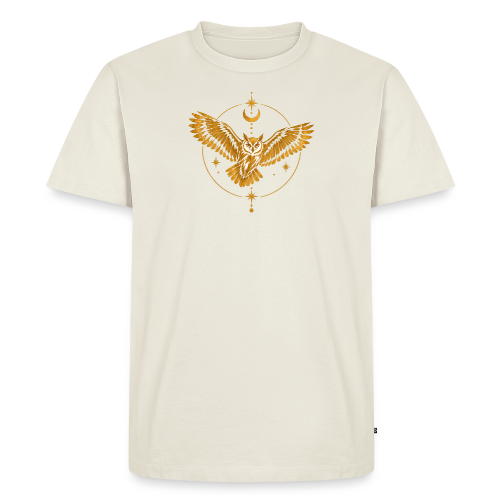 Die Eule / Gemeinsam losgehen - 100% BIO Männer Premium T-Shirt - Naturweiß