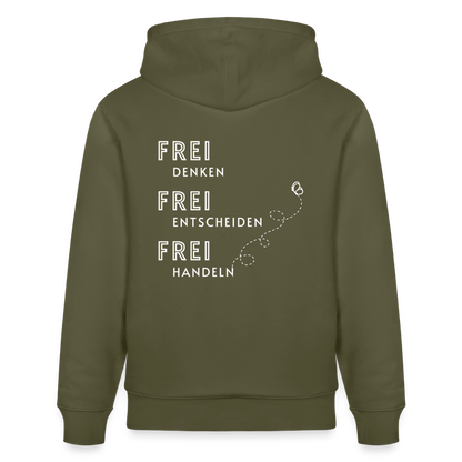 Gesundheit schafft Freiheit (FREI) / 100% Bio Unisex-Kapuzenpullover - Khaki Grün