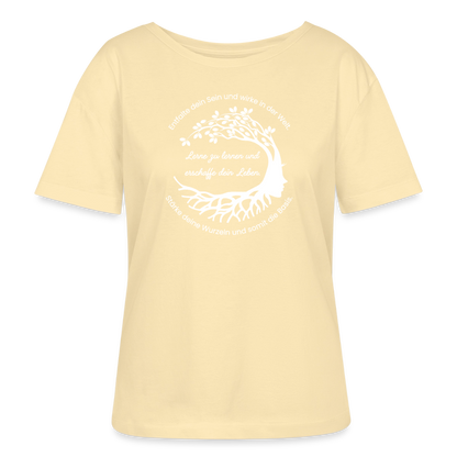 Wissen schafft Freiheit (Entfalte dein Sein) / 100% Bio Frauen T-Shirt Relaxed Rundhals - Creme