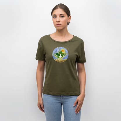 Gesundheit schafft Freiheit (Eins mit der Natur) / 100% Bio Frauen T-Shirt Relaxed Rundhals - Khaki