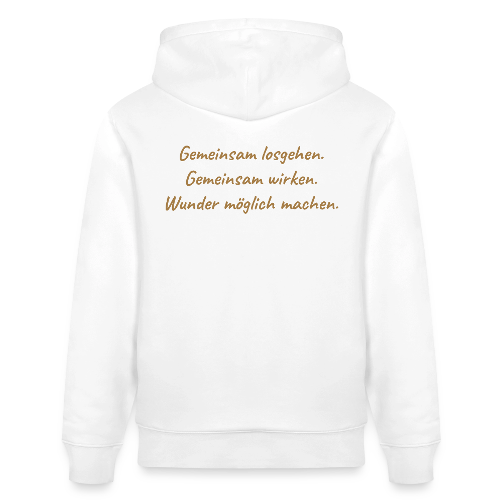 Die Eule / Gemeinsam losgehen - 100% BIO Unisex Bio-Hoodie CRUISER - Weiß