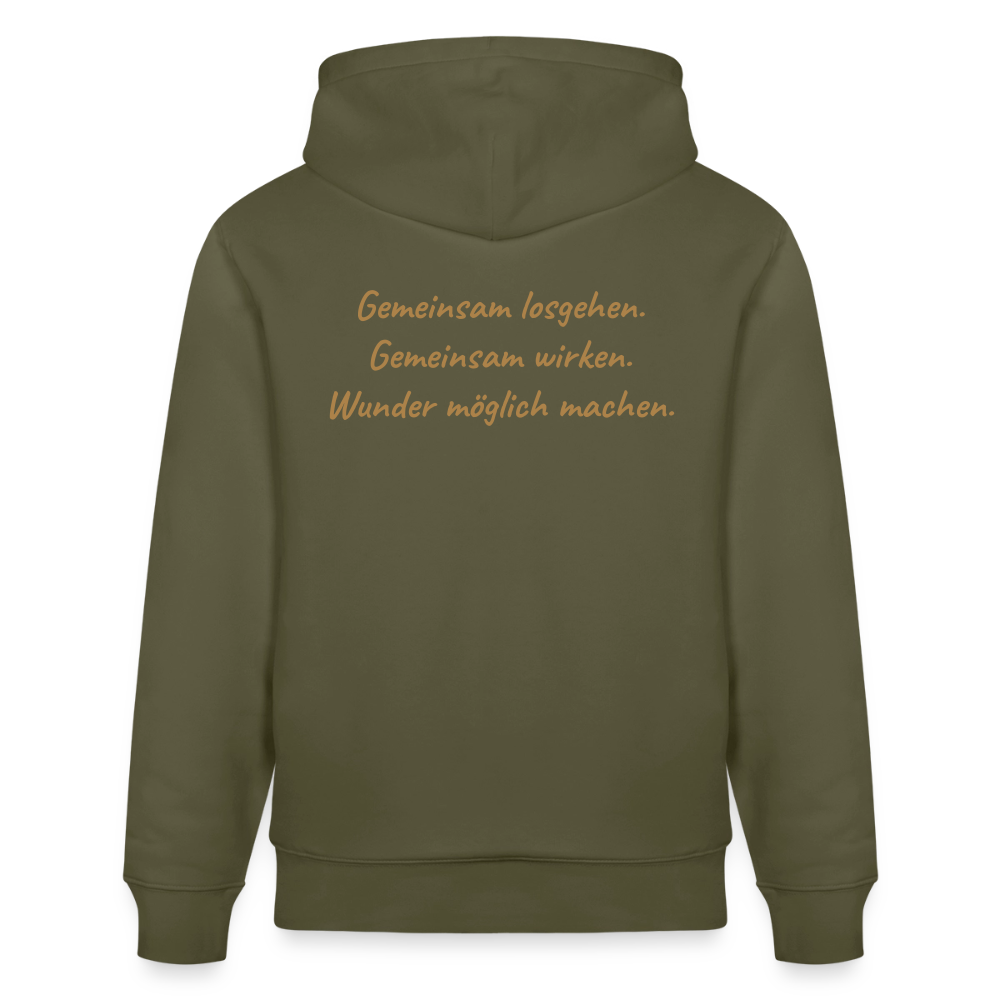 Die Eule / Gemeinsam losgehen - 100% BIO Unisex Bio-Hoodie CRUISER - Khaki Grün