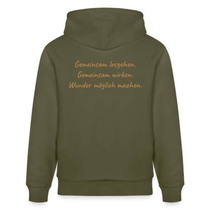 Die Eule / Gemeinsam losgehen - 100% BIO Unisex Bio-Hoodie CRUISER - Khaki Grün
