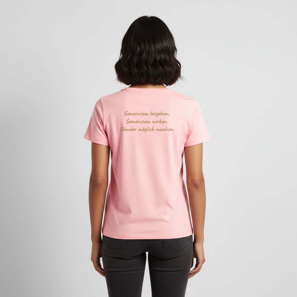 Die Eule / Gemeinsam losgehen - 100% BIO Frauen Premium T-Shirt - Rosa