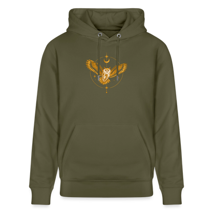 Die Eule / Gemeinsam losgehen - 100% BIO Unisex Bio-Hoodie CRUISER - Khaki Grün