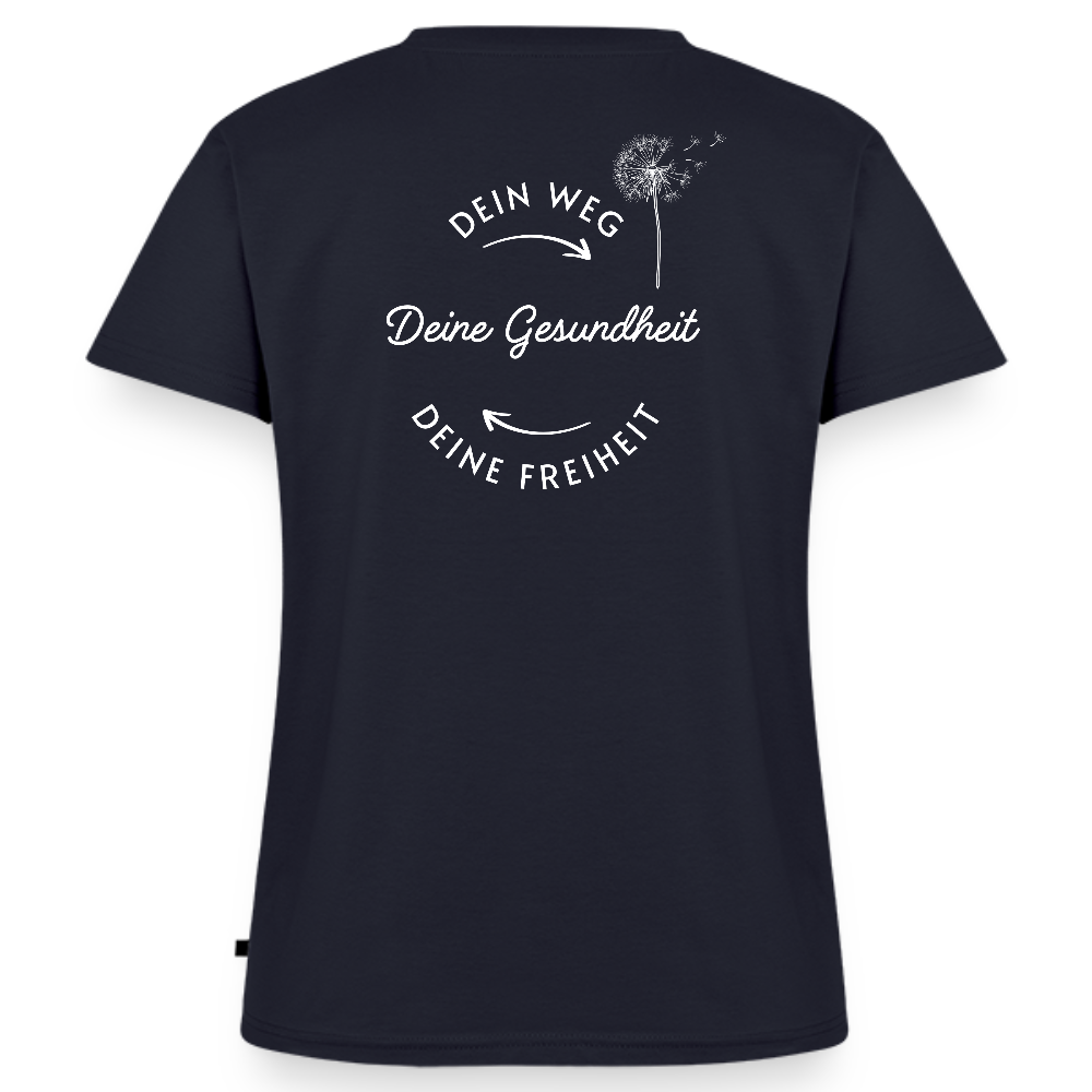 Gesundheit schafft Freiheit / 100% Bio Frauen Bio-T-Shirt mit V-Ausschnitt - Navy