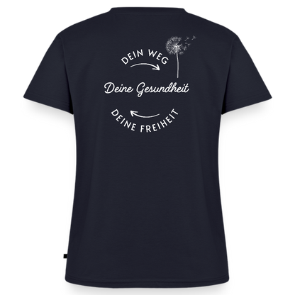 Gesundheit schafft Freiheit / 100% Bio Frauen Bio-T-Shirt mit V-Ausschnitt - Navy