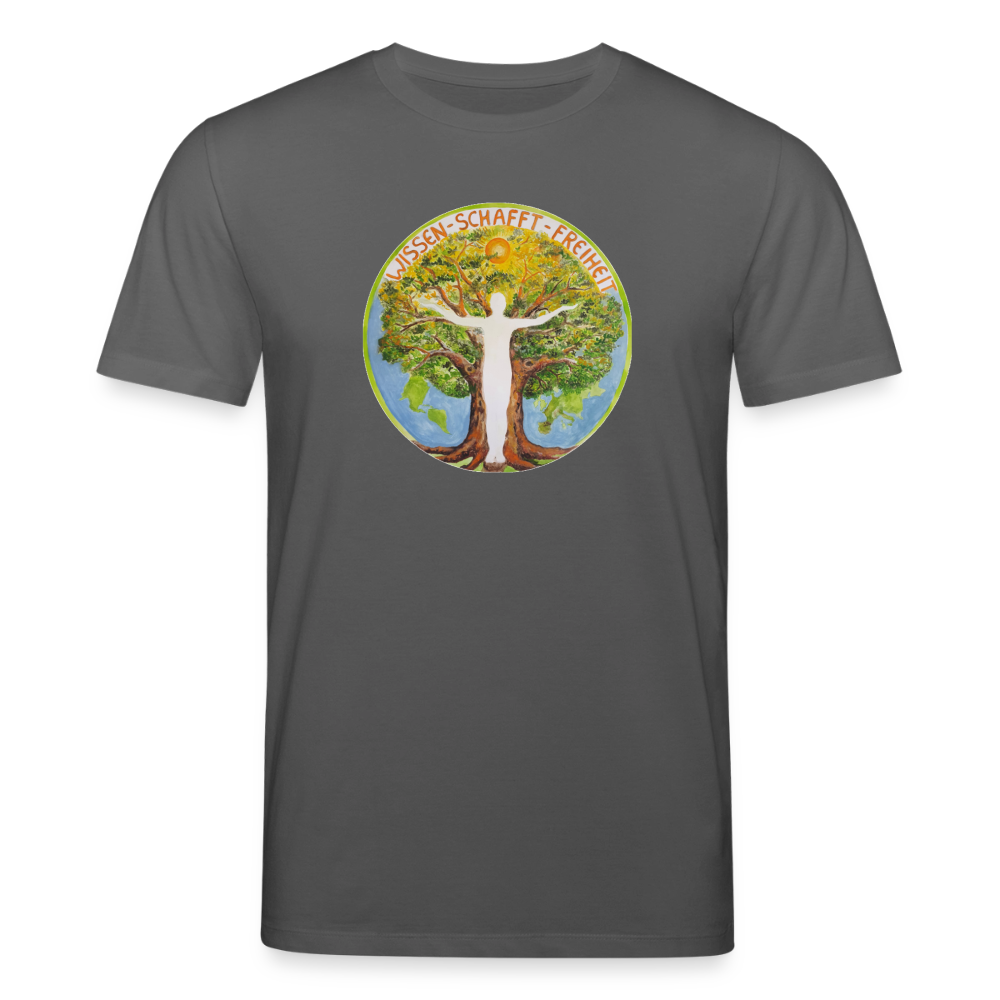 Wissen schafft Freiheit (Natürlich) / 100% Bio T-Shirt Herren - Anthrazit