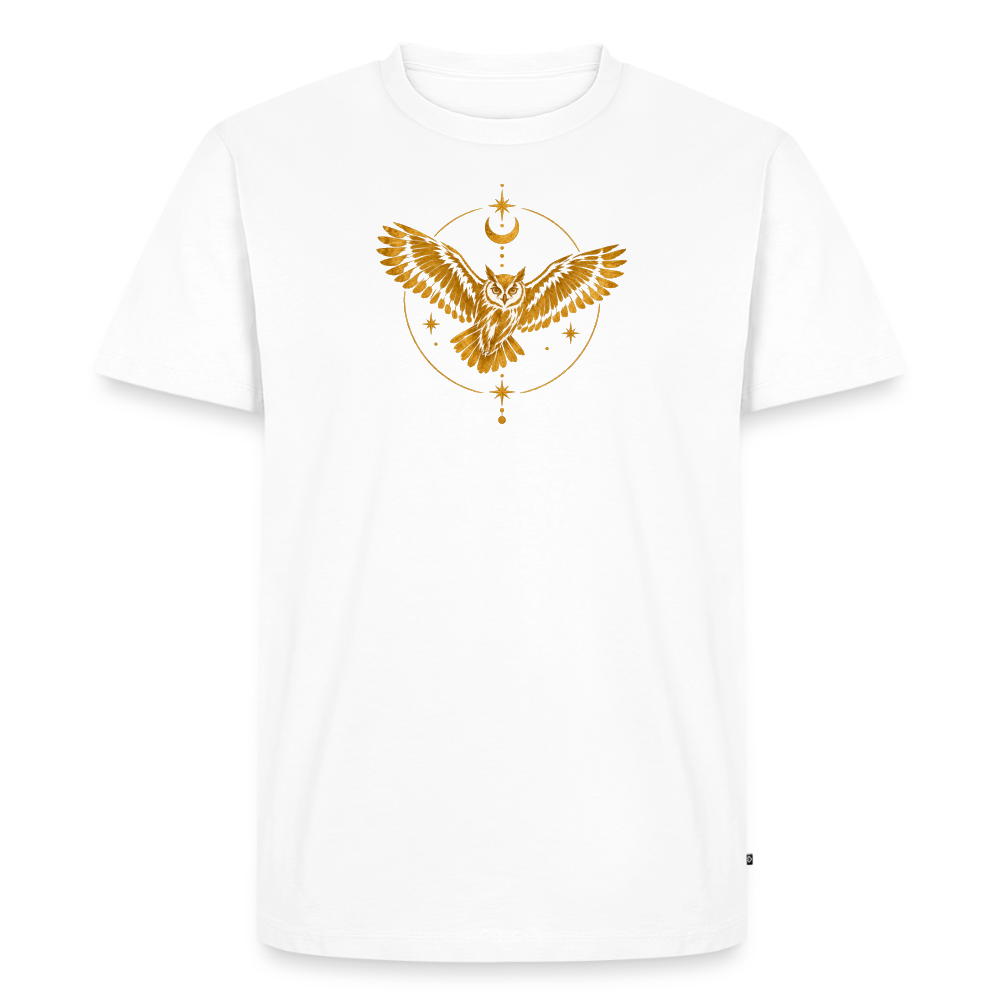 Die Eule / Gemeinsam losgehen - 100% BIO Männer Premium T-Shirt - Weiß