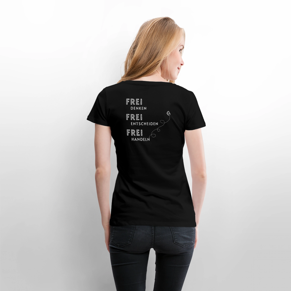 Gesundheit schafft Freiheit (FREI) / 100% Bio Frauen Premium T-Shirt (weiß) - Schwarz