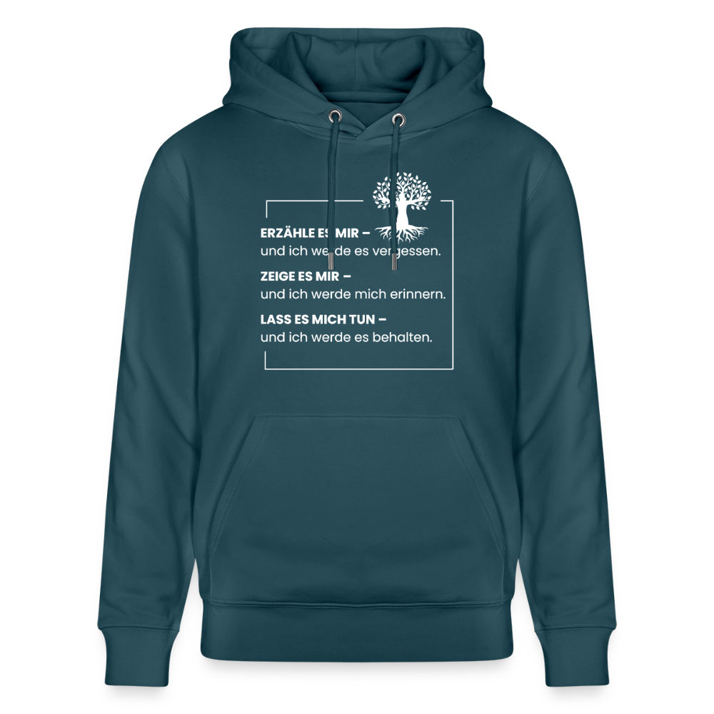 Wissen schafft Freiheit (Erzähle es mir) / Unisex Bio-Hoodie - Dunkles Petrol