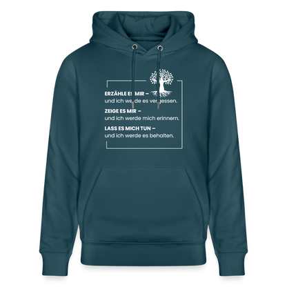 Wissen schafft Freiheit (Erzähle es mir) / Unisex Bio-Hoodie - Dunkles Petrol