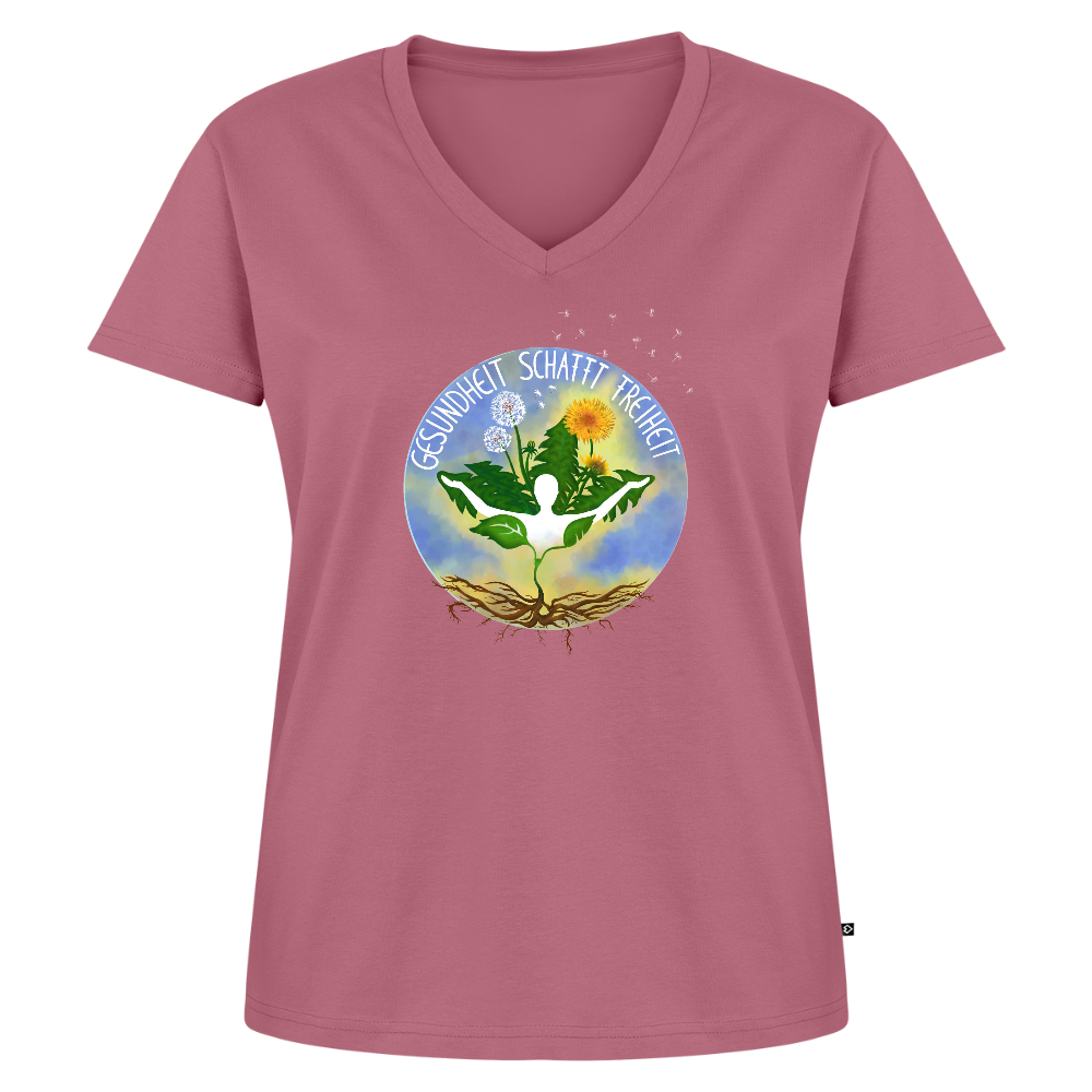 Gesundheit schafft Freiheit (Eins mit der Natur) / 100% Bio Frauen Bio-T-Shirt mit V-Ausschnitt - Mauve