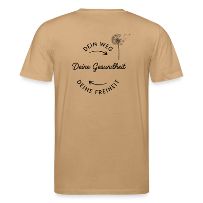 Gesundheit schafft Freiheit (3) / 100% Bio T-Shirt Herren (weiß) - Karamell 