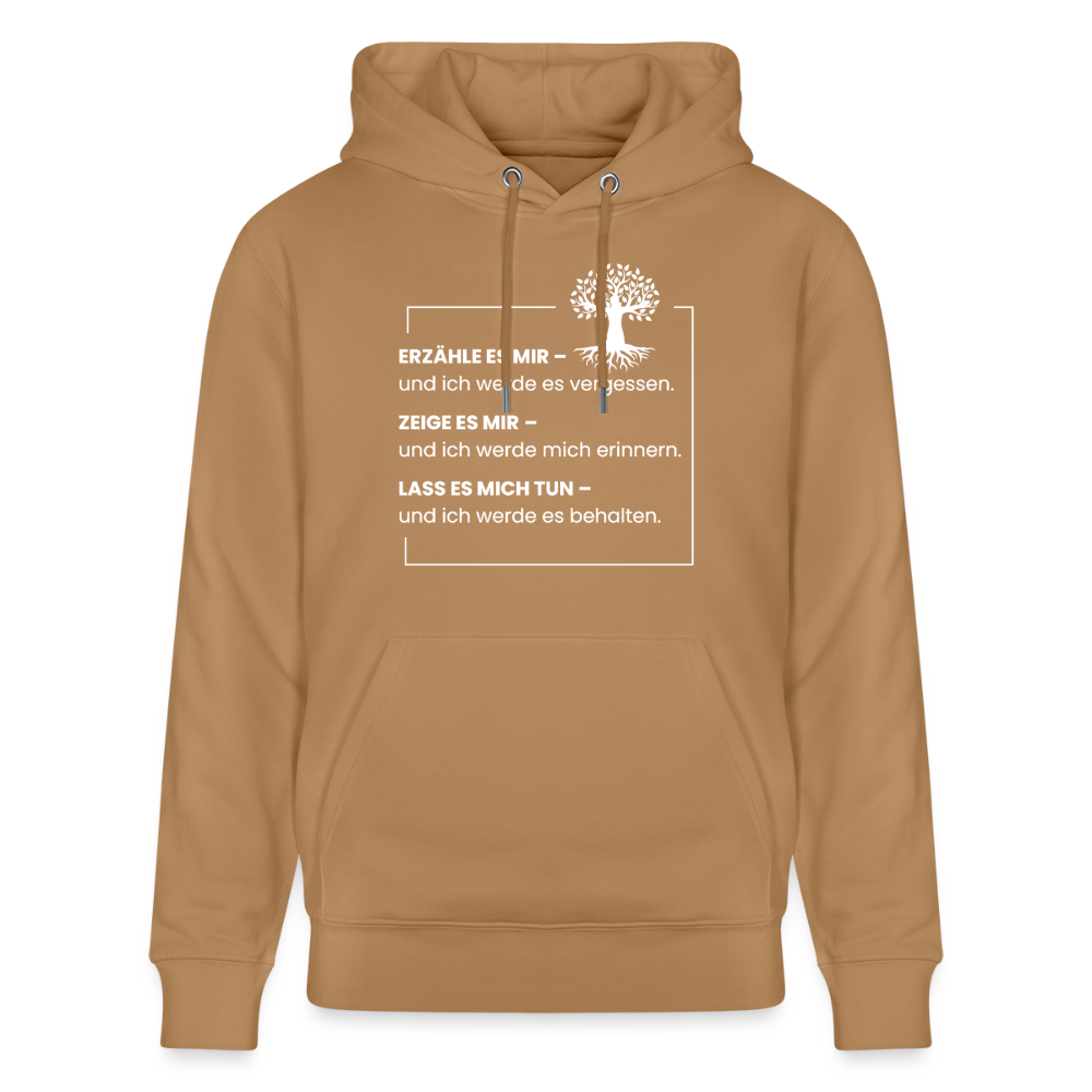 Wissen schafft Freiheit (Erzähle es mir) / Unisex Bio-Hoodie - Karamell 