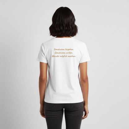Die Eule / Gemeinsam losgehen - 100% BIO Frauen Premium T-Shirt - Weiß