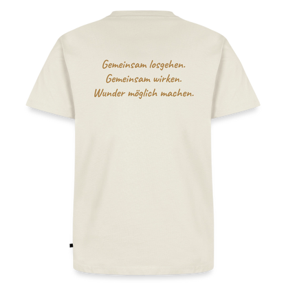 Die Eule / Gemeinsam losgehen - 100% BIO Männer Premium T-Shirt - Naturweiß
