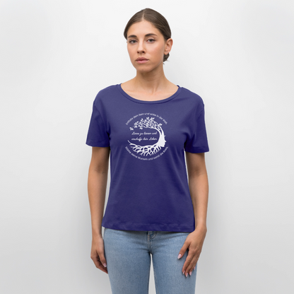 Wissen schafft Freiheit (Entfalte dein Sein) / 100% Bio Frauen T-Shirt Relaxed Rundhals - Dämmerung