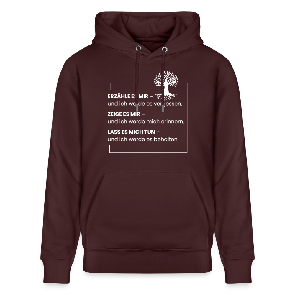 Wissen schafft Freiheit (Erzähle es mir) / Unisex Bio-Hoodie - Maroon