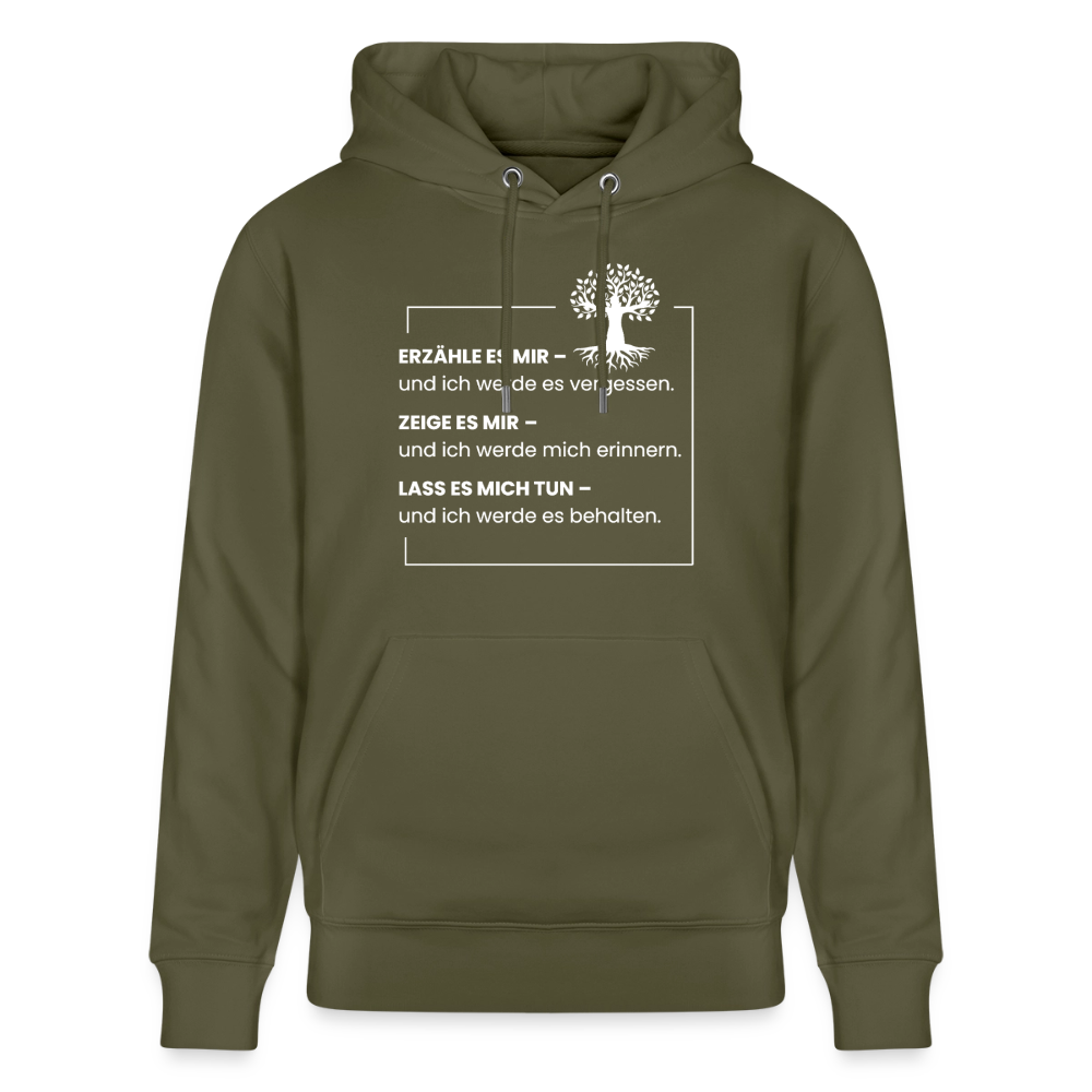 Wissen schafft Freiheit (Erzähle es mir) / Unisex Bio-Hoodie - Khaki Grün