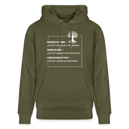 Wissen schafft Freiheit (Erzähle es mir) / Unisex Bio-Hoodie - Khaki Grün
