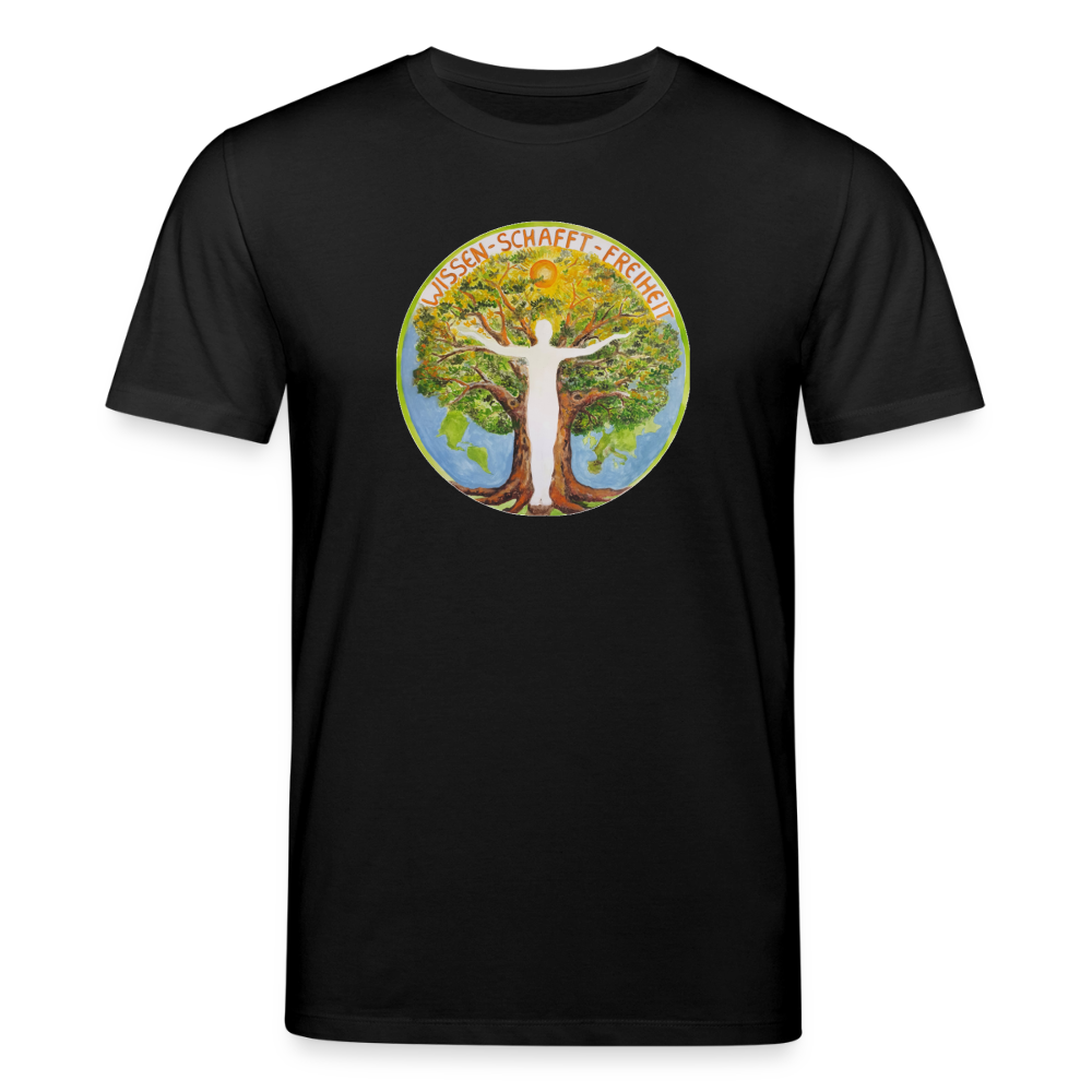 Wissen schafft Freiheit (Natürlich) / 100% Bio T-Shirt Herren - Schwarz