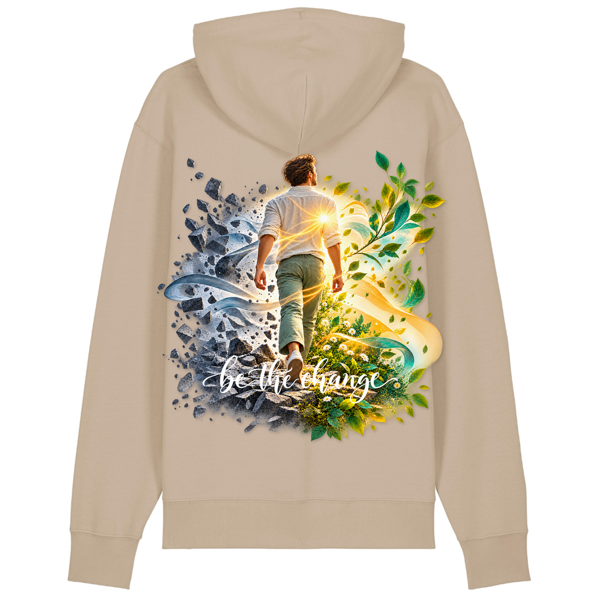 be the change - 100% Bio Hoodie - Desert Dust - Rueckseite