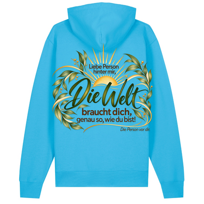 Du bist genug - 100% BIO Hoodie - Aqua Blue - Rueckseite
